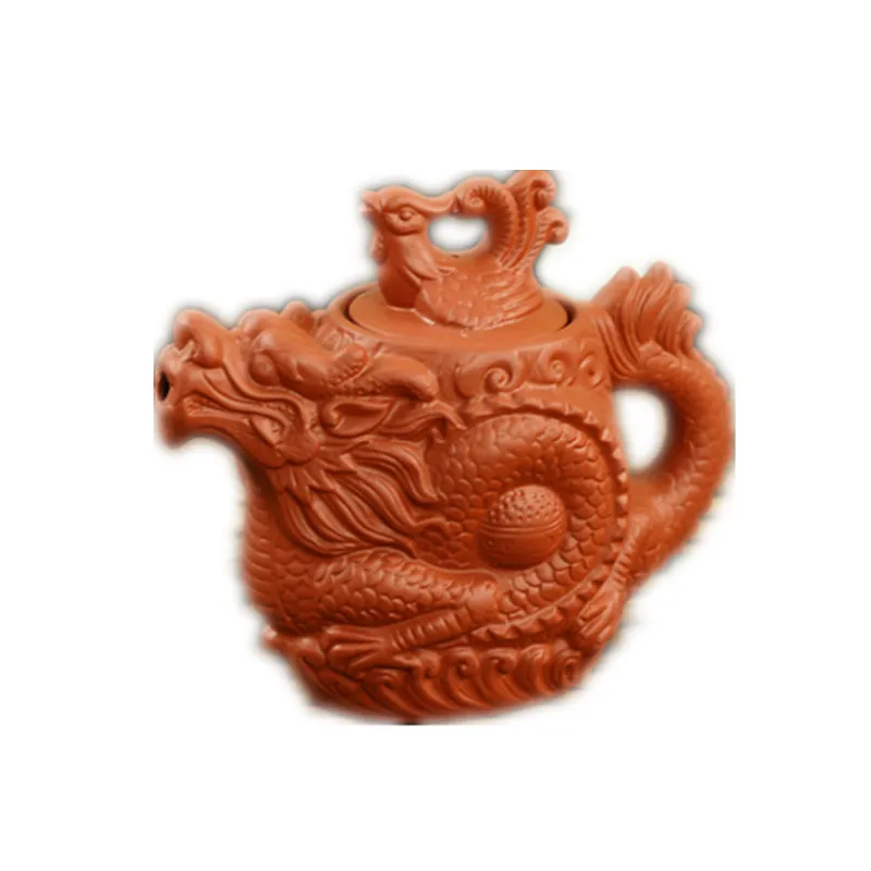 

Purple Sand Teapot Prosperity Brought by the Dragon and the Phoenix Zhu Clay Pot Chaoshan Characteristic Tea Set Large
