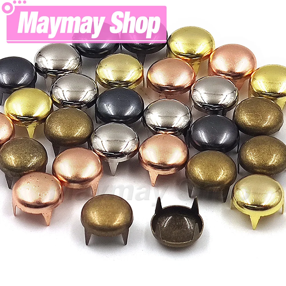 100 шт. 6-12 мм заклепки с четырьмя когтями круглые шпильки шипами заклепки-пирамиды
