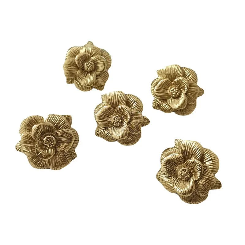 Современные ручки в форме розы золотые Твердые Латунные Ручки для дверей шкафов