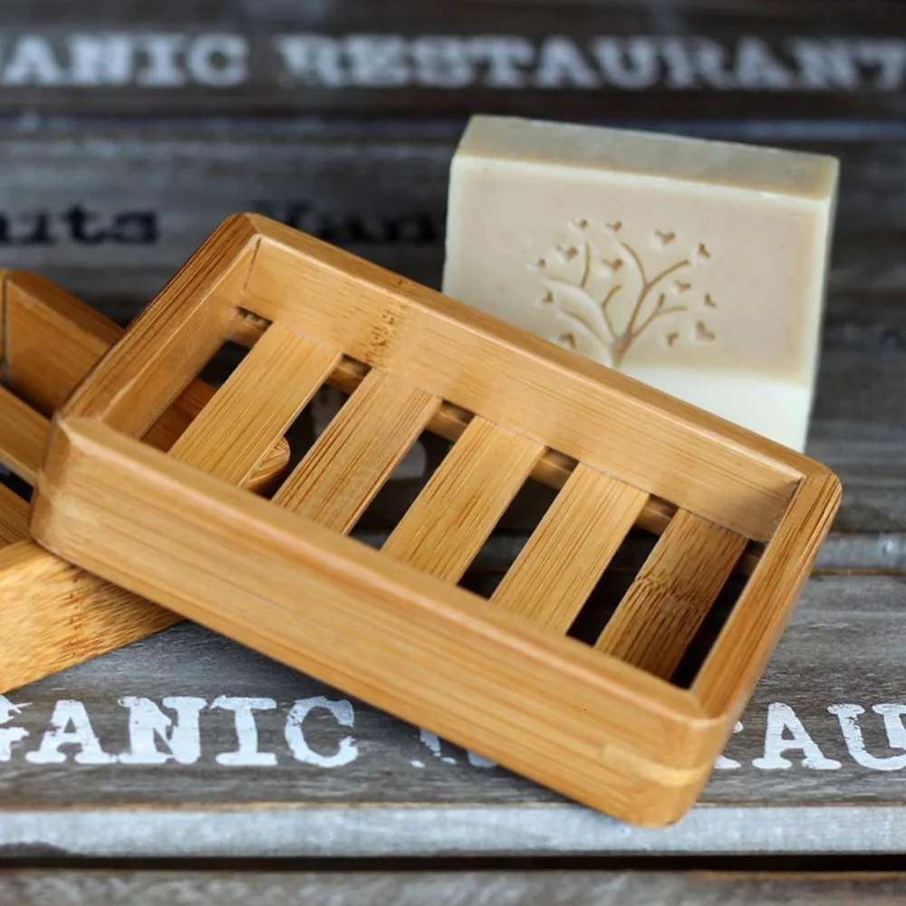 

Wooden Natural Bamboo Dishes Tray Storage Soap Rack Plate Box Container Portable Bathroom Soap Dish