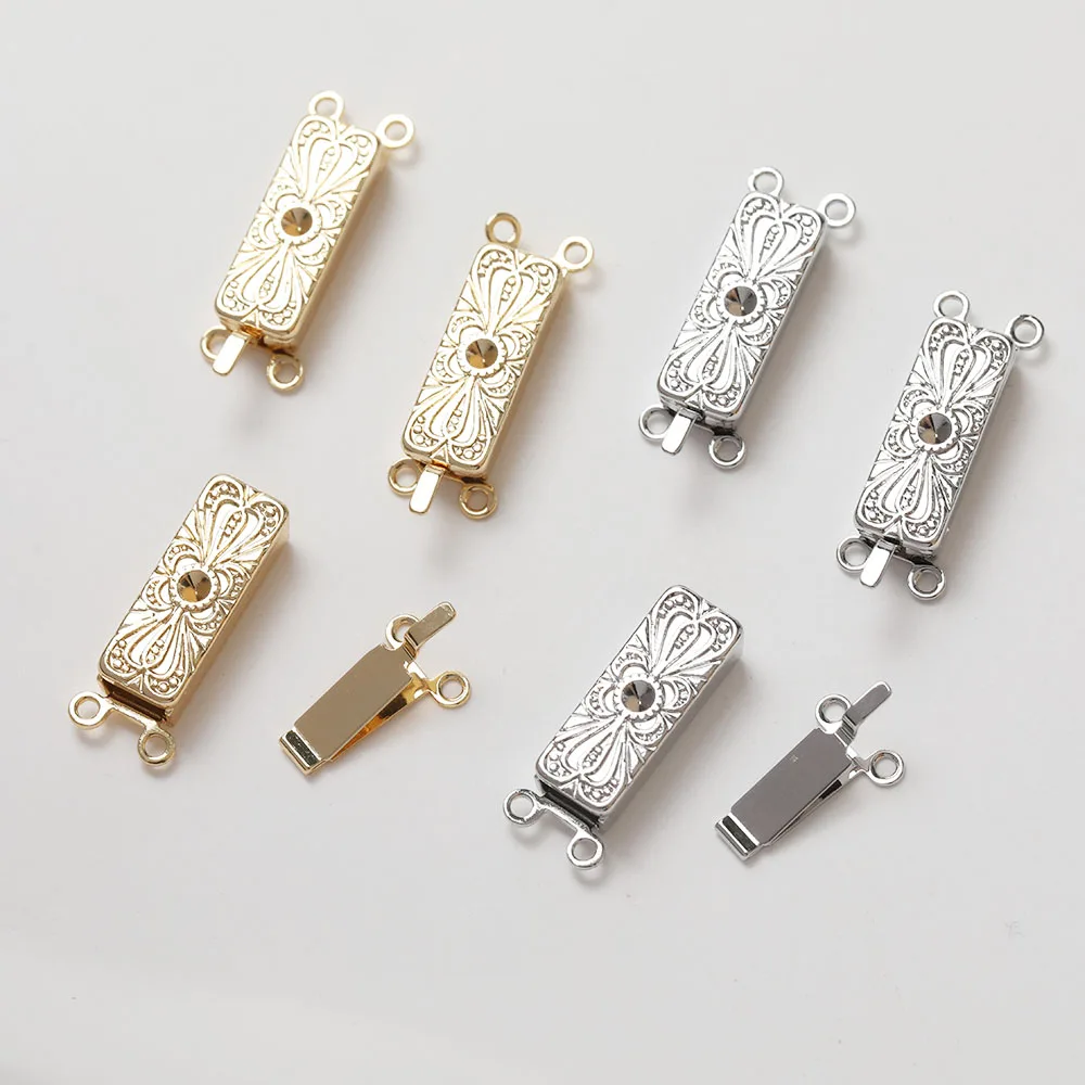 

Пряжка прямоугольная из латуни с 2 отверстиями, 14 к, 2 шт.