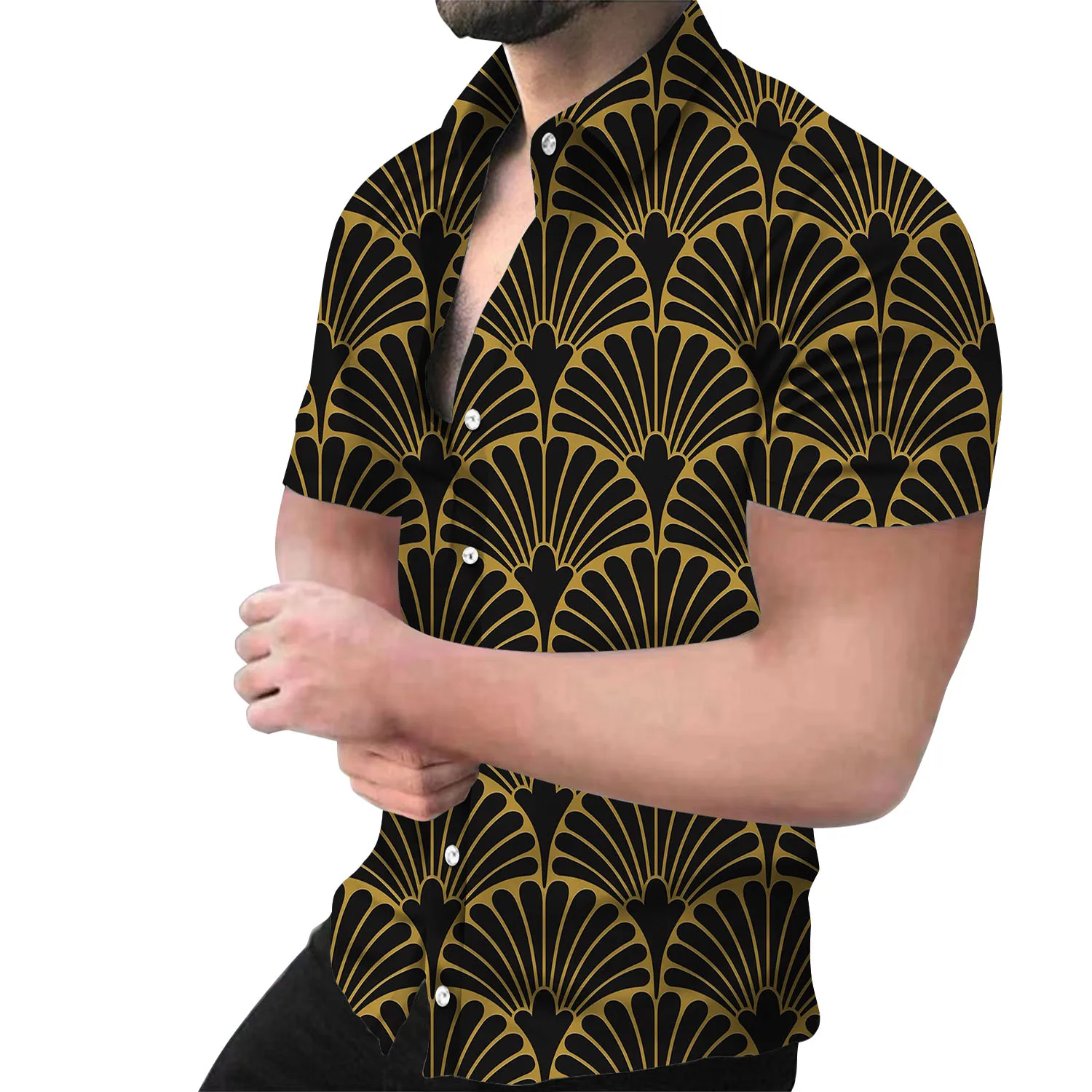 

Fashion Men Short Sleeve and Casual Printed Shirt