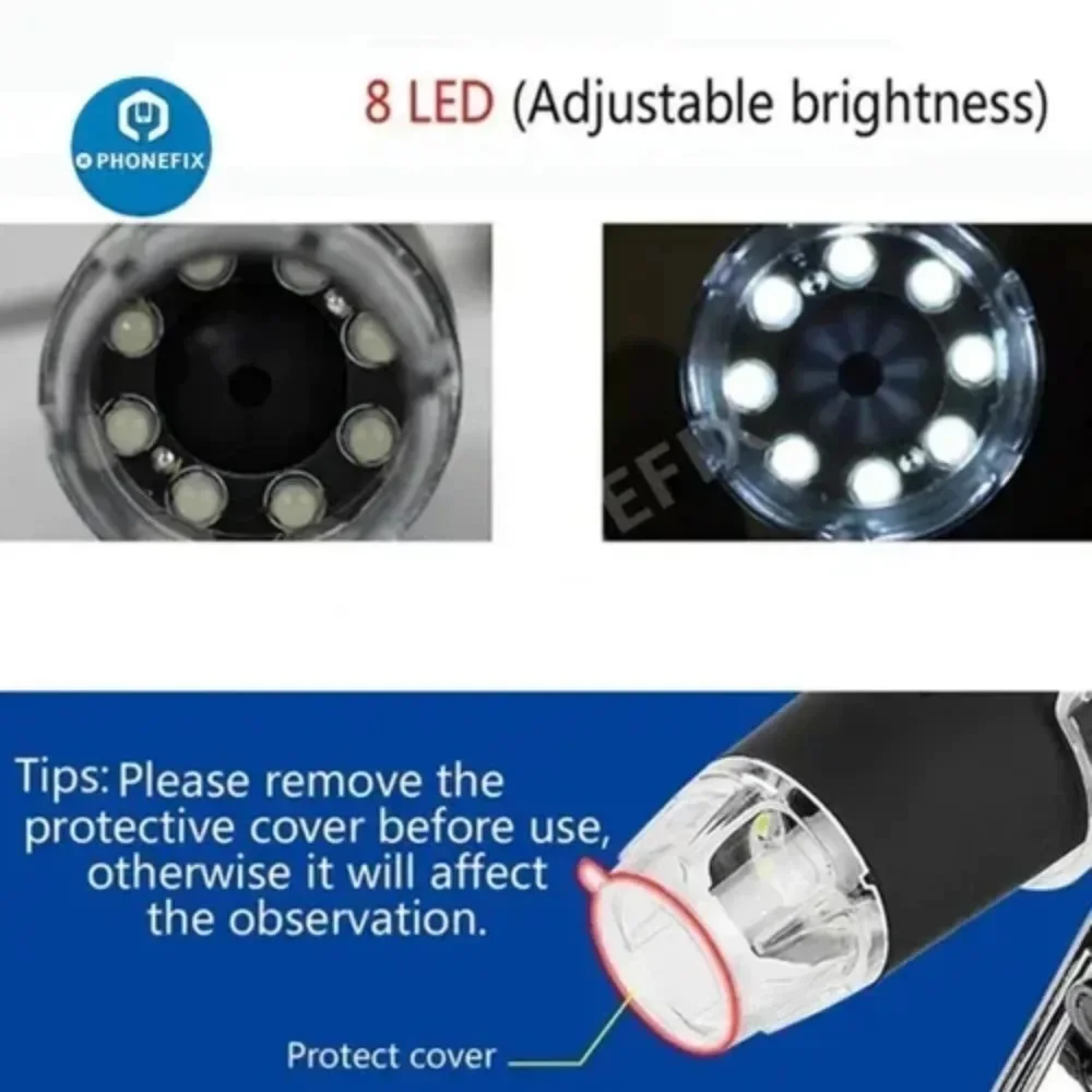 Мини-портативный светодиодный 500X \ 1000X 1600X цифровой дисплей микроскоп камера