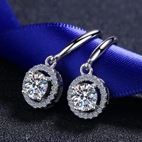 never fade high quality real tibetan silver 925 earrings luxury zirconia diamond stud earrings women fashion wedding jewelry