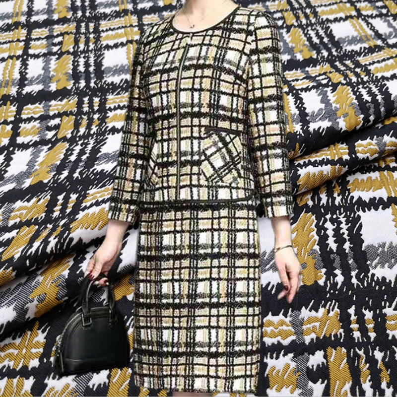 

Yarn-dyed Plaid Jacquard Fabric for Dress Trench Coat Suit Branded Fashion Fabric Soft Sagging Sewing Material by the Meter