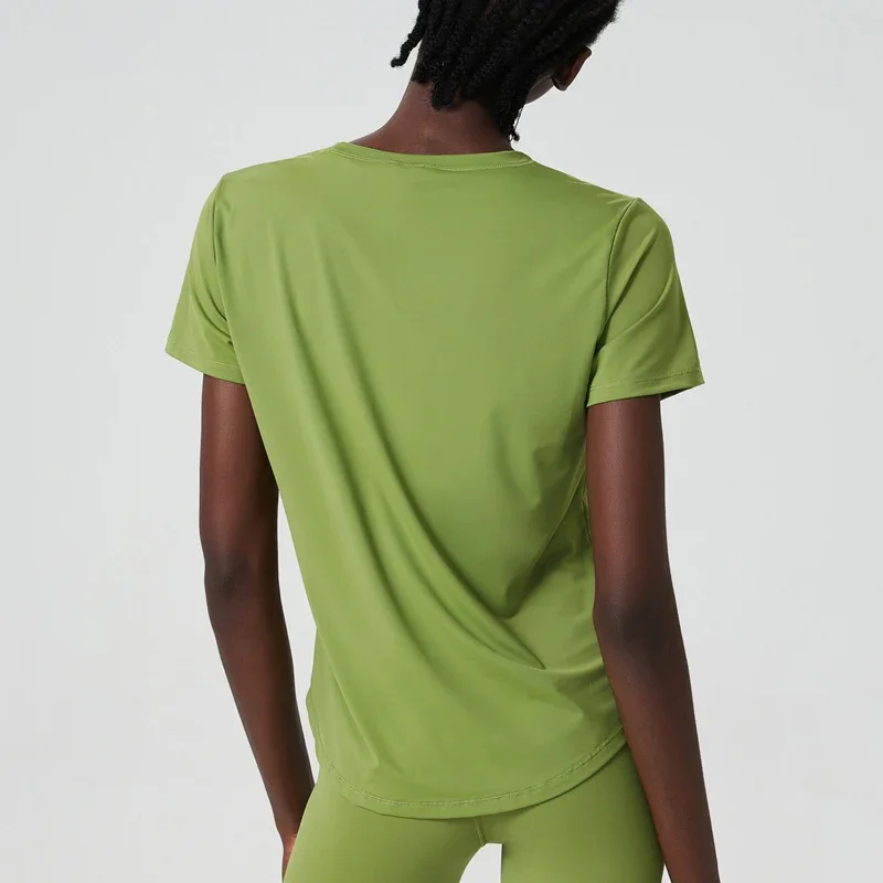 Летняя футболка для йоги с коротким рукавом женская однотонная мягкая рубашка