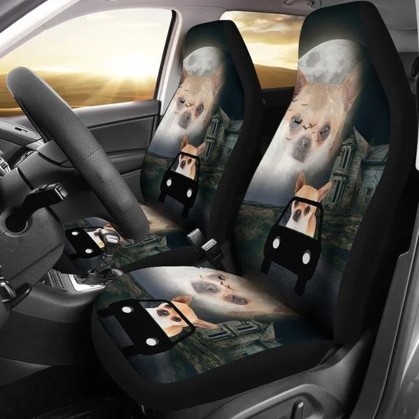 

2pcs Cute Chihuahua Dog Print Car Seat Covers