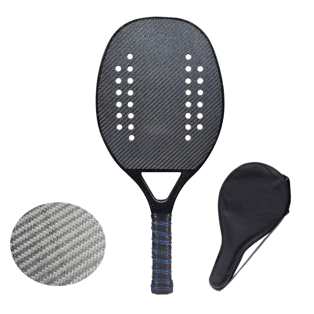 Professional Full Carbon Fiber 3K Beach Tennis Racket High Quality Rough Surface Soft EVA Core with Bag