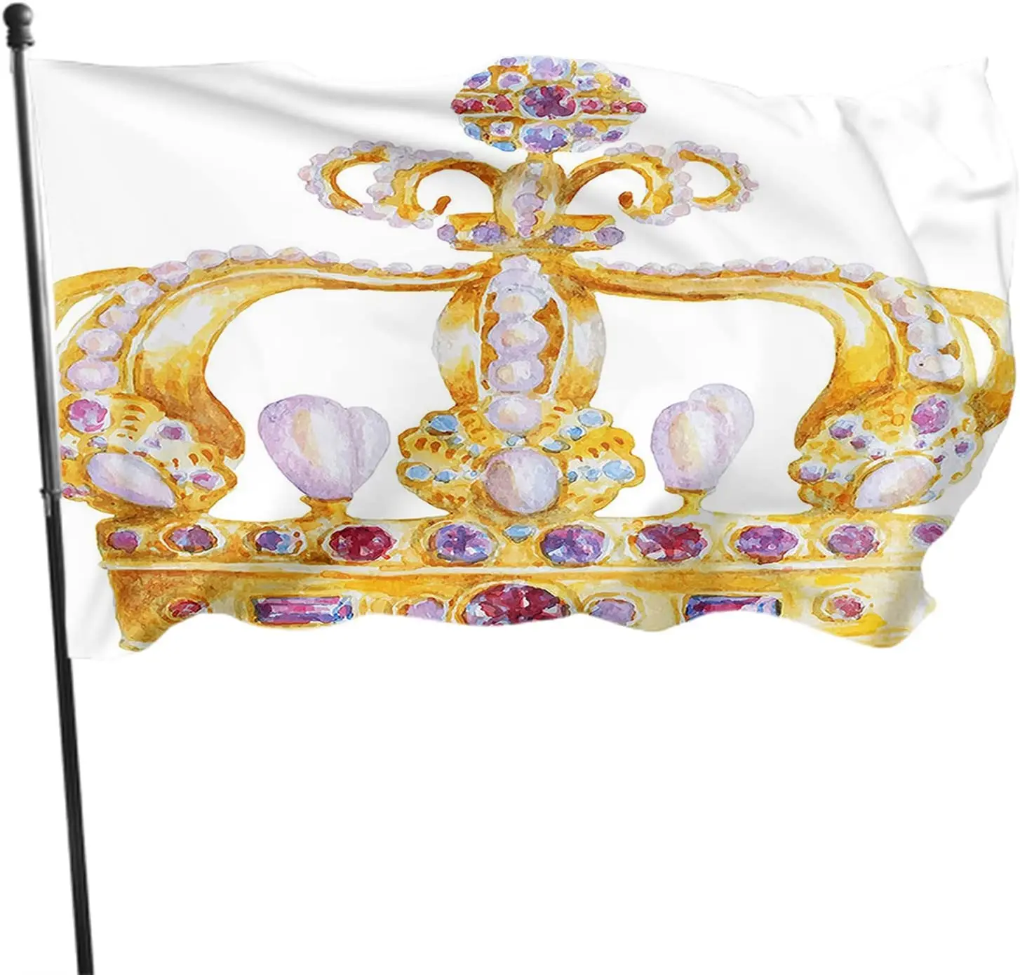

Crown Flag Luxury Jewelry Diamond Gold Crown for Girls Women Queen Princess Outdoor Flags Large Welcome Yard Banners Garden