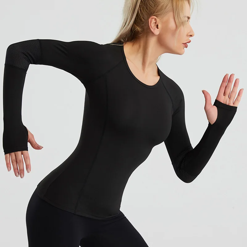 Yoga Women рашгард женский фитнес High Elastic Quick Dry T-Shirt Running Gymnastics Bodybuilding Opened-finger Sportswear