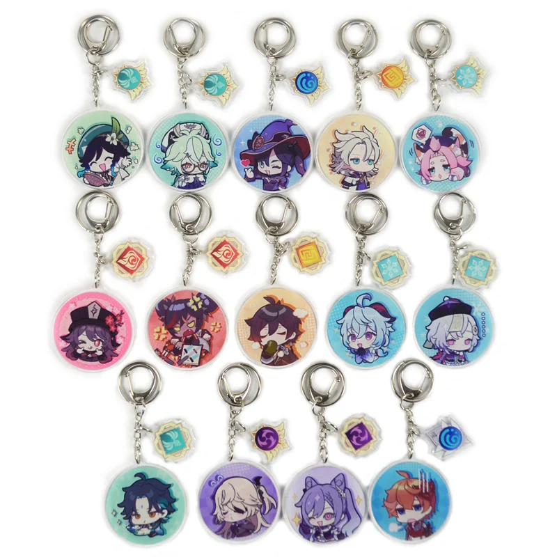 

Anime Genshin Impact Raiden Shogun Keyrings Acrylic Figure Key Chains Venti Hutao Cosplay Keychain For Bags Decoration Fans Gift