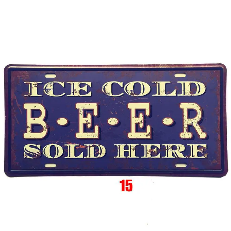 

Beer Tin Sign Metal Car Plate License Vintage Shabby Pub Bar Wall Plaques Posters Restaurant Rome Decor Metal Hanging Paintings