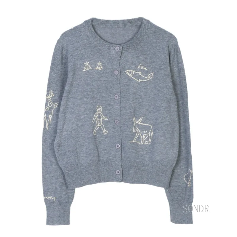 Высокомодный вязаный кардиган в сказочном стиле женский на осень-зиму детский