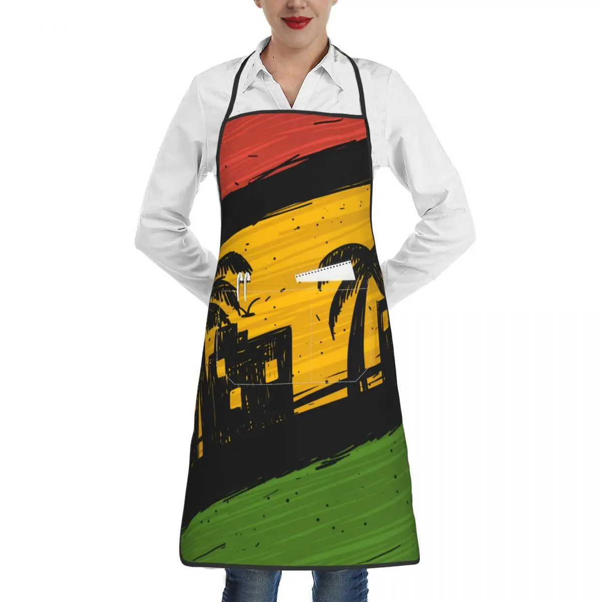 

Фартук в стиле регги для мужчин и женщин, фартук для шеф-повара для взрослых, кухонный фартук для готовки, выпечки