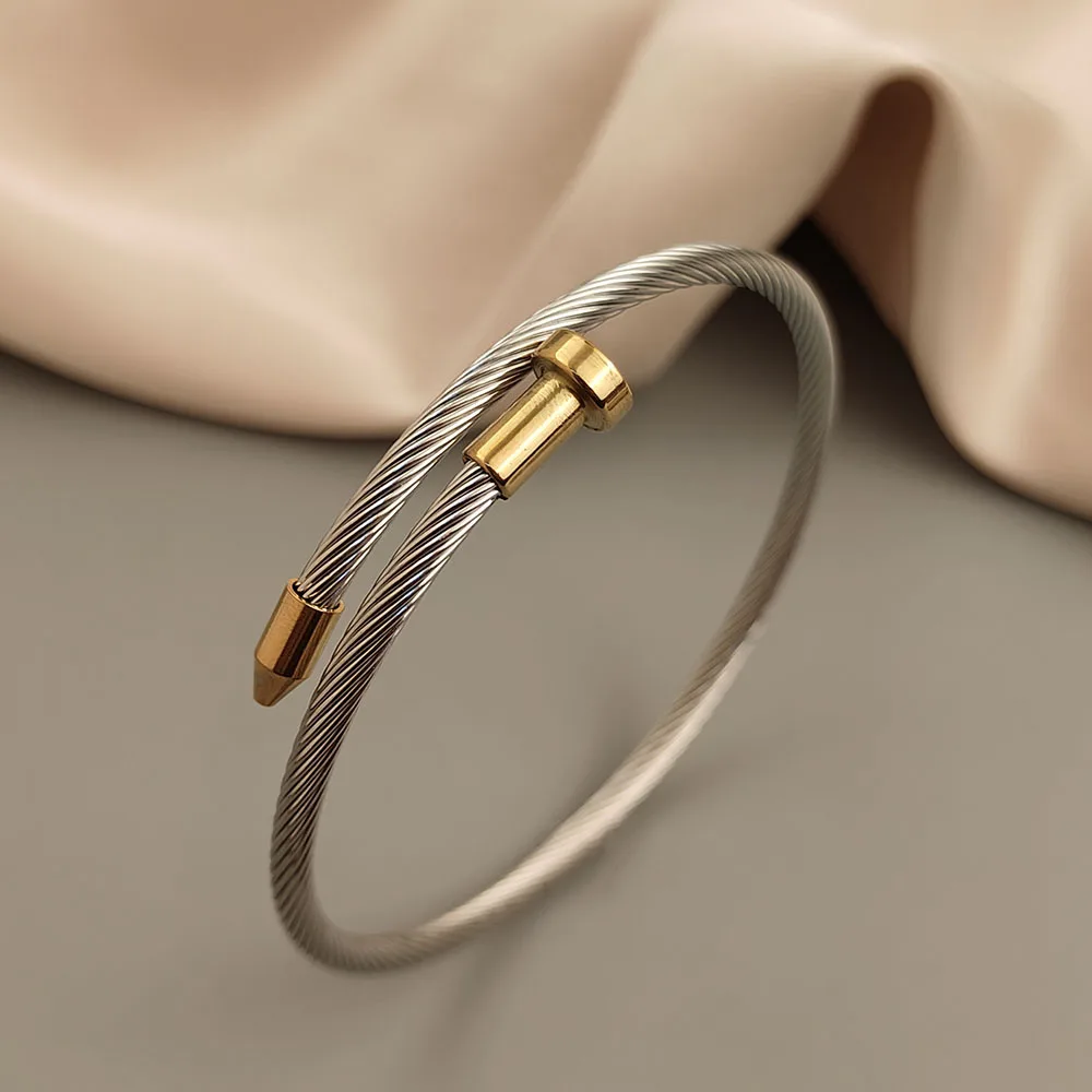 Новый стильный позолоченный браслет с пуговицами для ногтей высококачественный