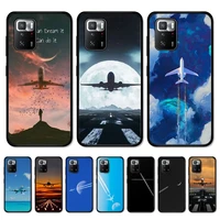 aircraft plane airplane phone case for redmi note 10 9 8 6 pro 8t 5a 4x x 5 plus 7 7a 9a k20 cover