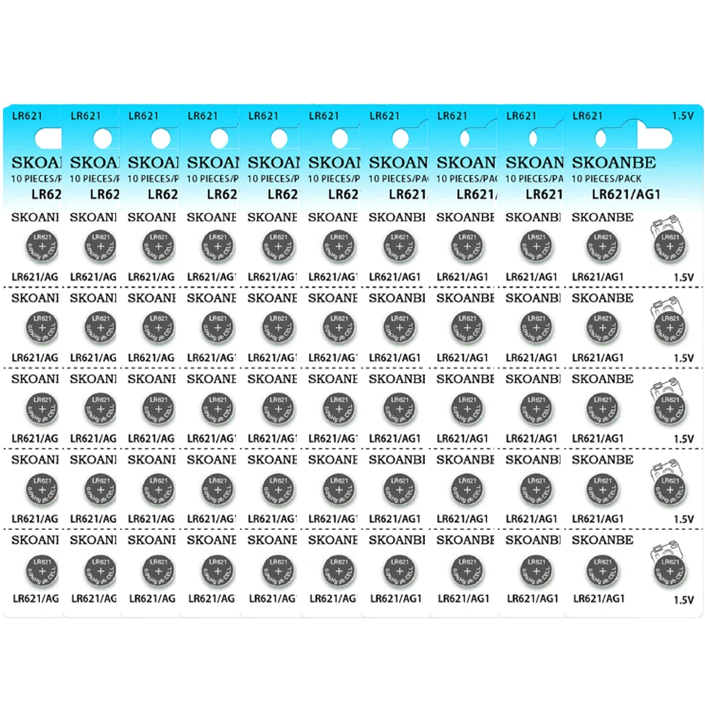 

SKOANBE 10/50/100PCS LR621 AG1 SR621SW 364 LR60 164 1.5V Watch Battery