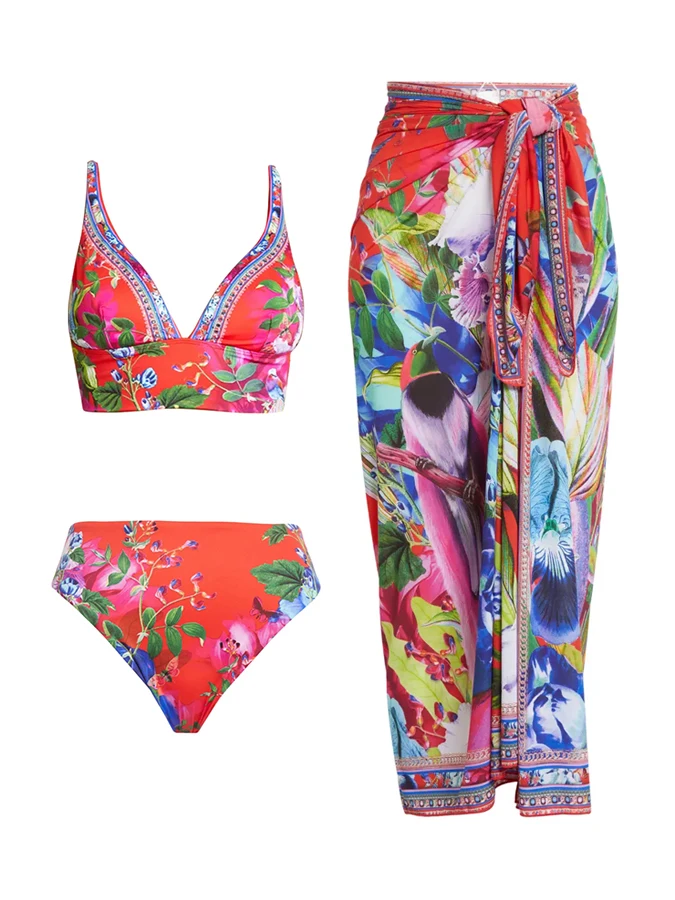 

Модный новый купальник с принтом, женское желтое винтажное бикини, треугольный микро-комплект, купальник, женский купальный костюм с цветочным принтом из двух частей Pl