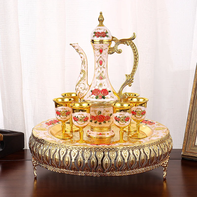 

European-style Liquor Wine Set Creative Liquor Dispenser Russian Liquor Pot Set High-footed Wine Glass Retro Wine Dispenser