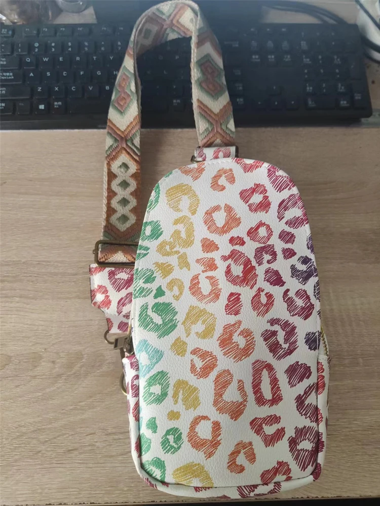 Fashion Leopard PU Leather Sling Bags Women Casual Vintage Guitar Strap Crossbody Chest Bag Ladies Street Versatile Fanny Packs