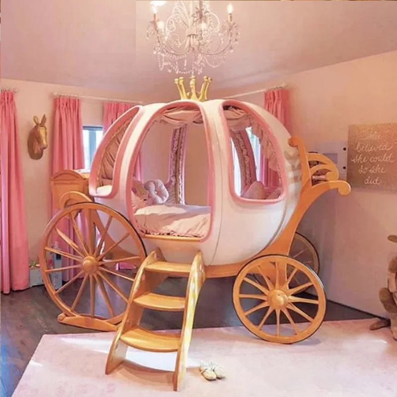 

Вилла на заказ европейская роскошная цепочка из цельной древесины в стиле принцессы в стиле знаменитостей во французском стиле для девушек тканевая кровать в виде тыквы розовая