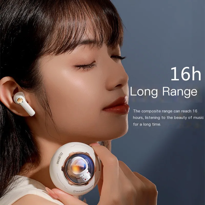 

New Wireless Bluetooth Earphone Long Life Cute Cartoon Half In Ear Space Module Wireless Music Headset Headphone Gift For Girls