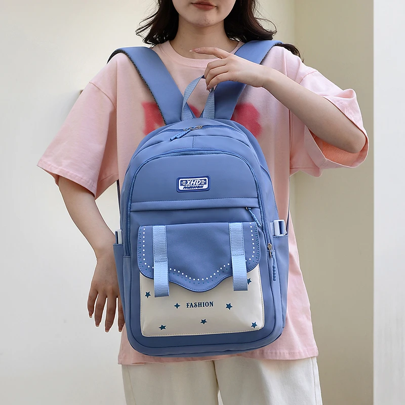 

Hot Simple Casual Large Capacity Nylon Cloth Outdoor Lightweight Backpack New Fashion Trendy Girls Hundred Student Schoolbags