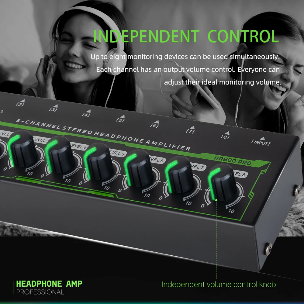 HA800 PRO 8-канальный усилитель для наушников аудиоусилитель ультракомпактный