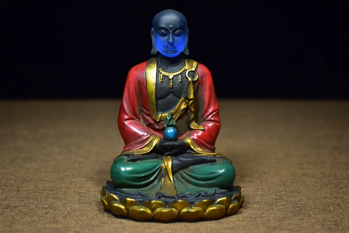 

China Exquisite Glazed Gold Painting Ksitigarbha Bodhisattva Sculpture Buddhist Supplies Living Room Furniture Decorations