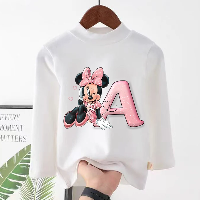 Новые детские топы Disney с Минни Маус футболка милым рисунком и надписью