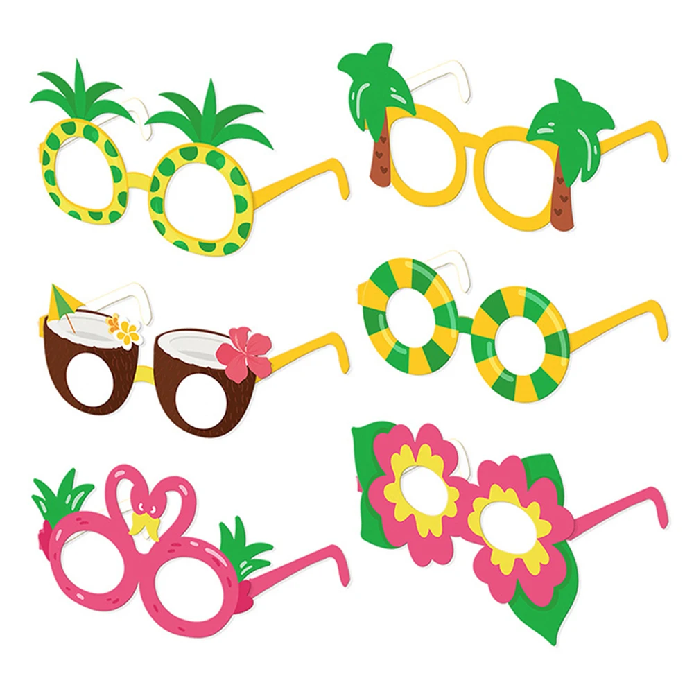 

6pcs Hawaii Summer Party Paper Glasses Kid Beach Party Funny Photo Props Decor