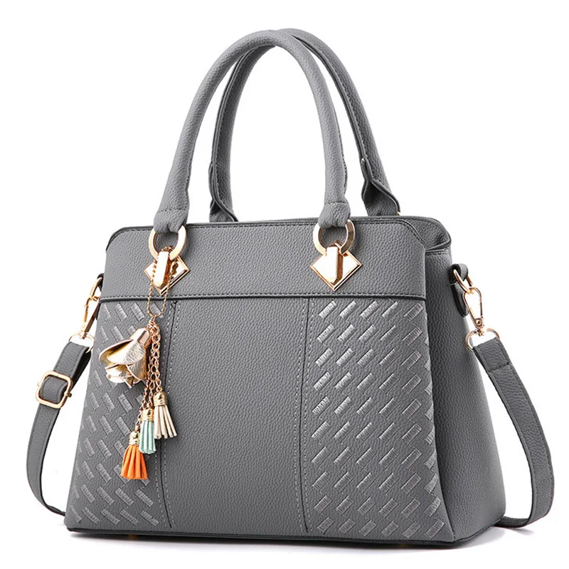 

Women Handbags Tassel PU Leather Totes Bag Top-handle Embroidery Crossbody Bag Shoulder Bag Lady Fashion Simple Style Hand Bags