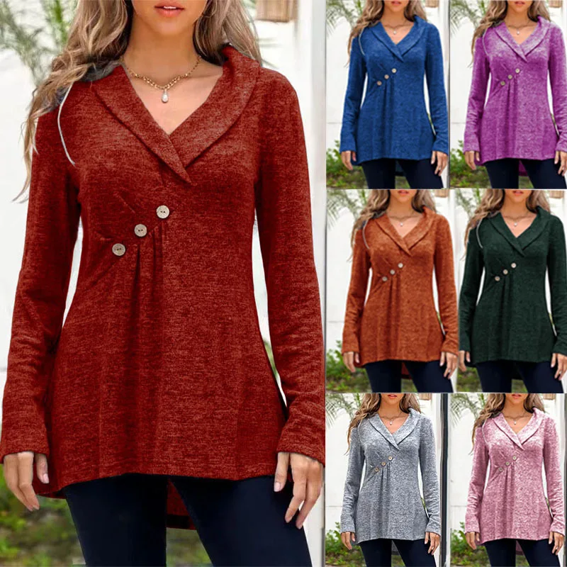 

Winter T-Shirts Women Long Sleeve Tartan Tunic Sweatshirt Button Clothing Plaid Turtleneck Femal Туника Женская Sudadera Mujer