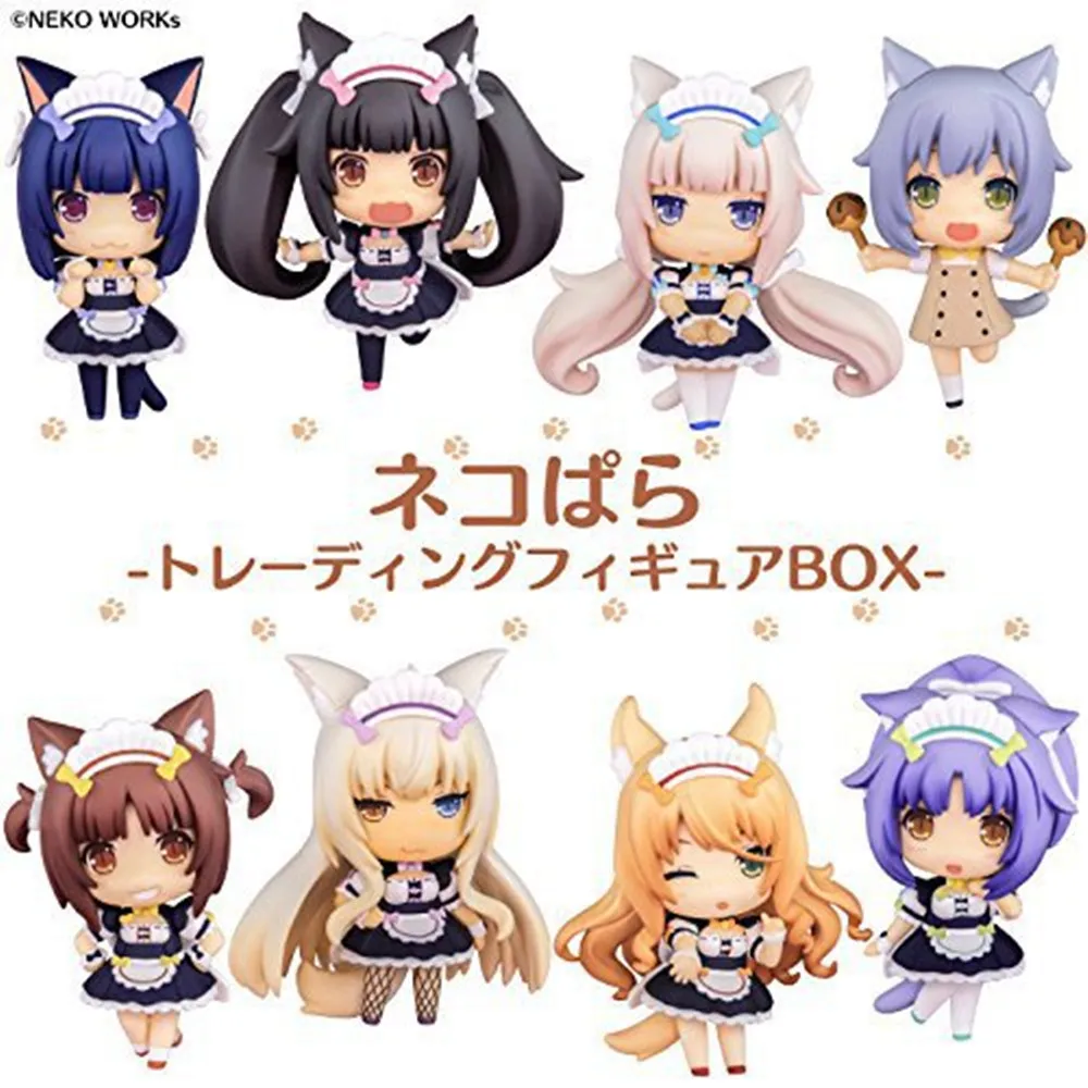 

8 шт./компл. NEKO WORKs NEKOPARA La се ваниль чокола кокосовый клен азуки Милая аниме экшн-фигурка из ПВХ игрушечная коробка яйца Gacha кукла