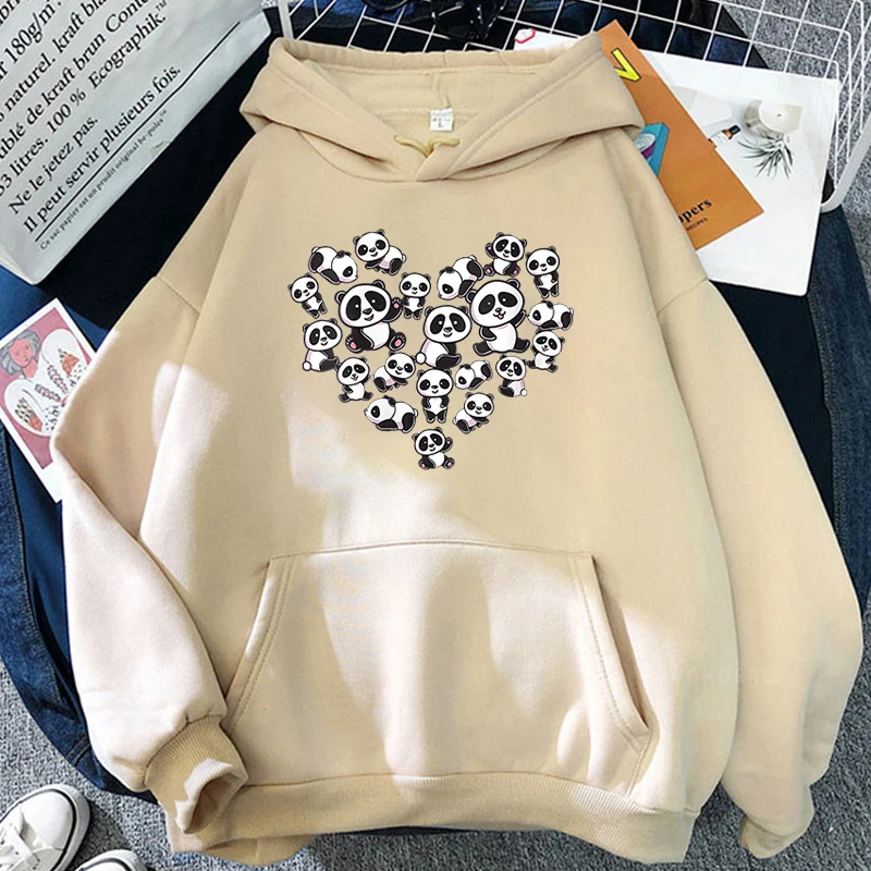 

Panda Cat Loveheart Cartoon Sweatshirt for Mens Fashion Hip Hop Hoody Tops Outwear Man's Clothing Autumn Retro Supoleron Hombre