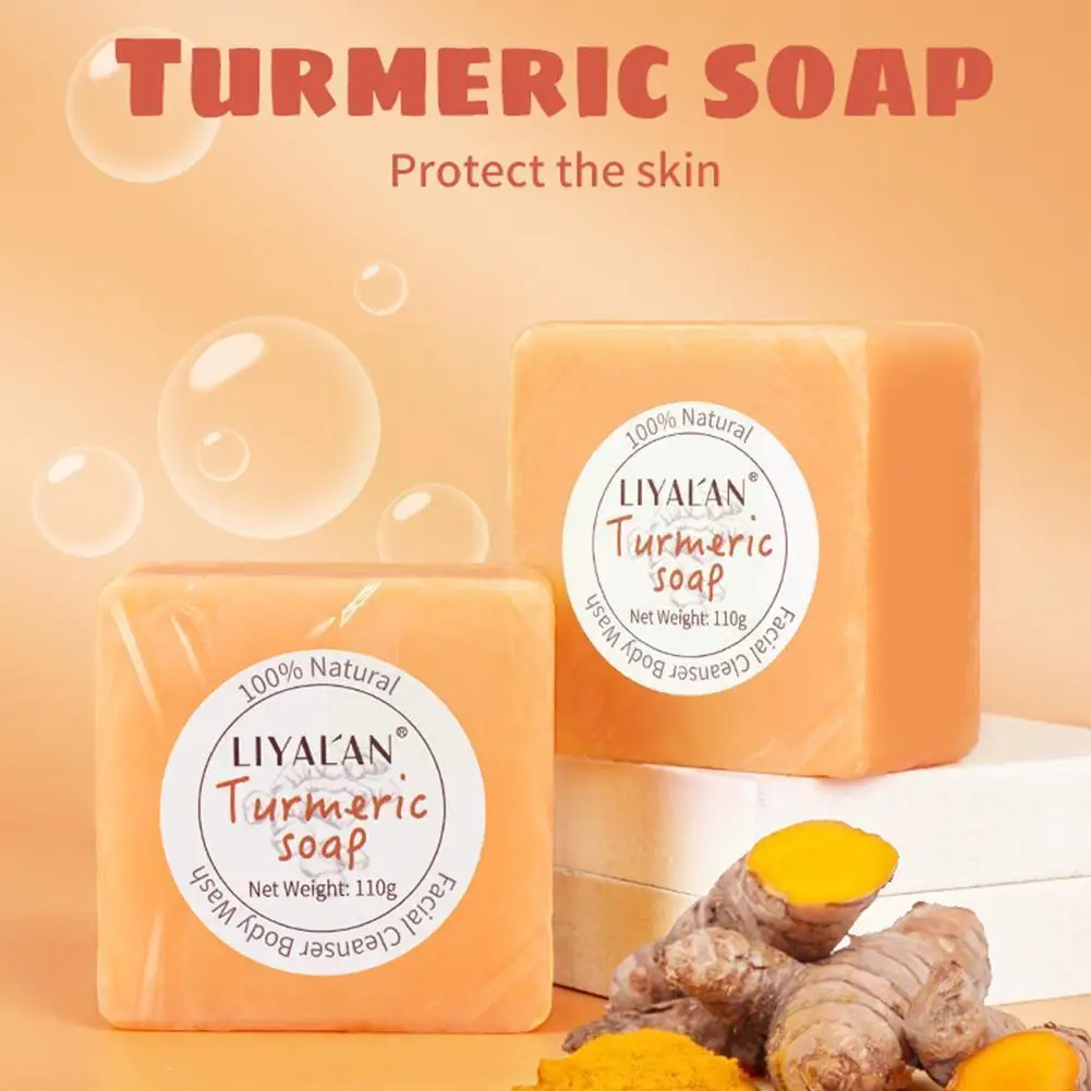 

110g Cleansing Bathing Soap Turmeric Handmade Soap Eliminate Dark Spots Lighten The Skin Natural Moisturizing For Skin Care D7k6