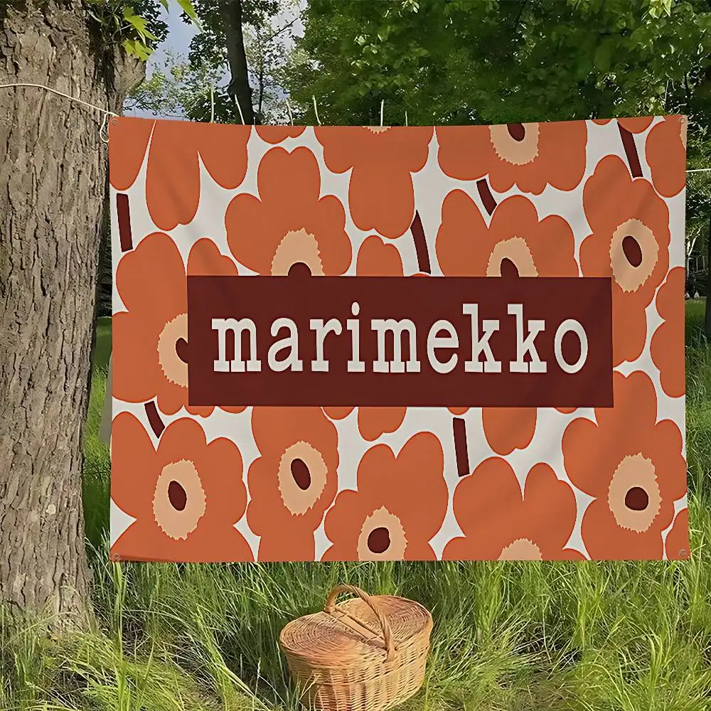 Фото Флаги Marimekko U-Unikko с цветочным узором для семейных встреч, создания атмосферы на природе, украшения для кемпинга, баннеры №3