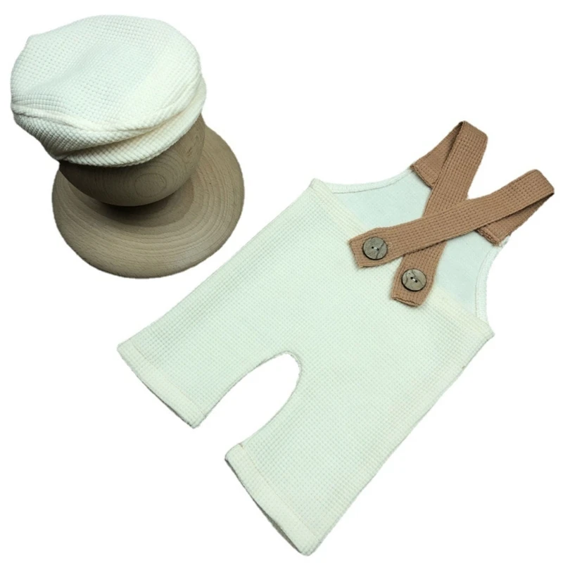 

Adorable Beanie and Back Strap Overalls Set Baby Shower Gift for 0-1M Newborns