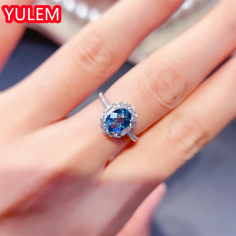 Натуральный топаз YULEM 6x8 мм, лондонский синий, с серебром 925 пробы, для изысканных ювелирных украшений, подарок для женщин (art.: 3920d9a2bbbee) - 3920d9a2bbbee