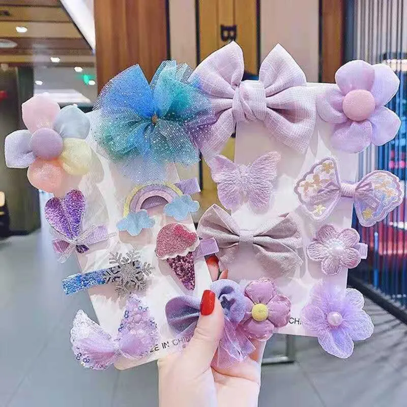 

2022 Summer Korean Lace Chiffon Flower Bow Butterfly Hairpin For Girl Baby Cute Lovely Fairy Princess Hair Clips Accessories