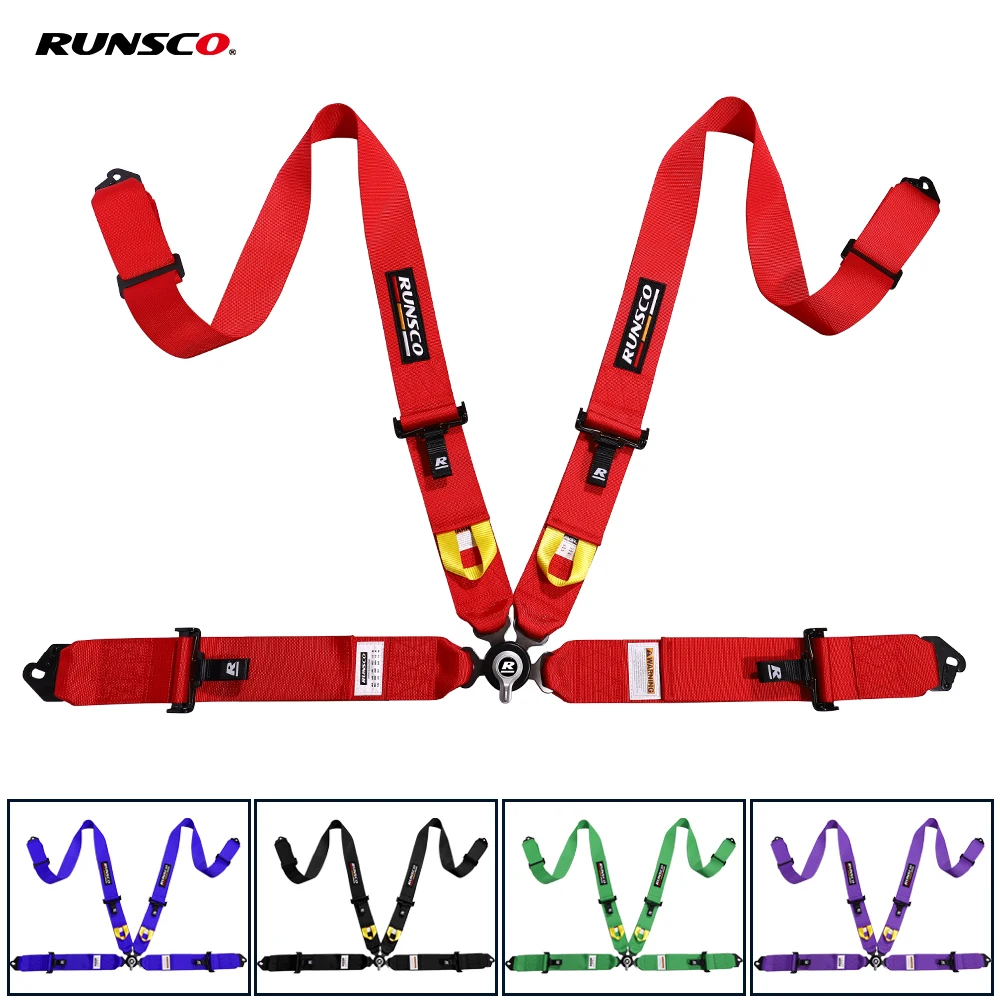 4-Points 3 Inch Racing Seat Belt Harness Camlock Quick Release Snap-On 3