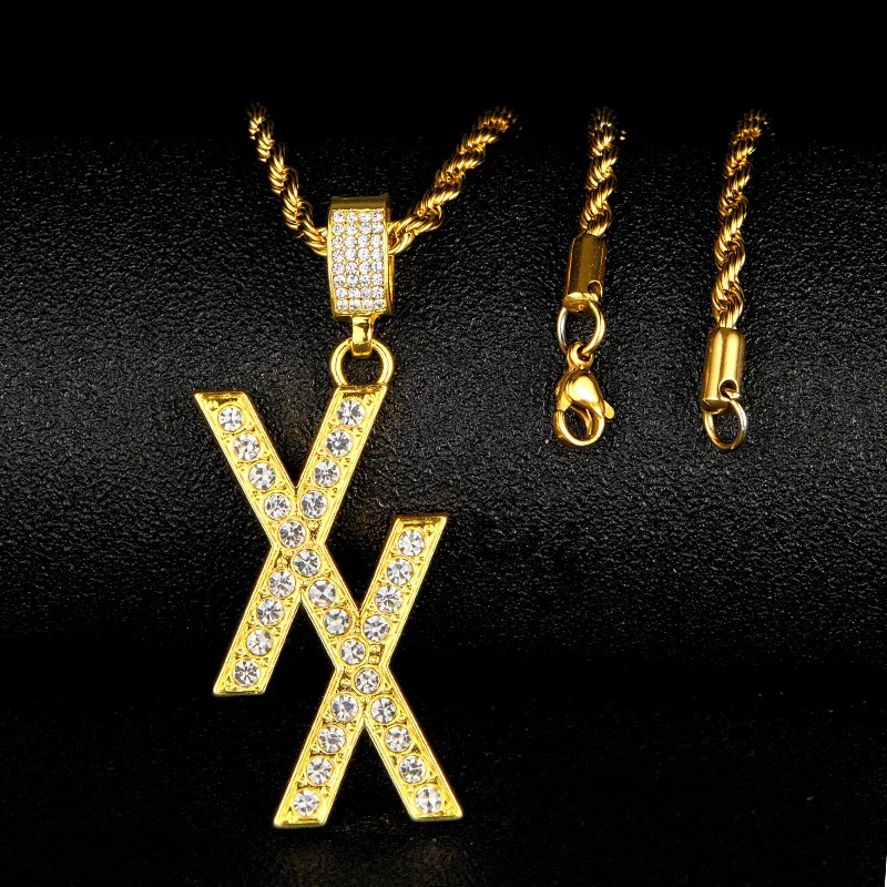 

hiphop Letter X Necklace For Man Women Initial Letter Necklaces Hip Hop Alphabet Pendant Goth Chain Jewelry Gifts For Kids men