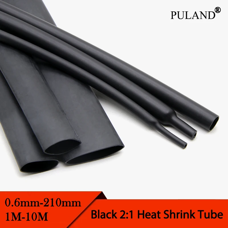 

Black 1~10m Heat Shrink Heatshrink Tube 2:1 Diameter 0.6~210mm Polyolefin Tubing Sleeving DIY Wrap Wire Repair Cable Protecctor
