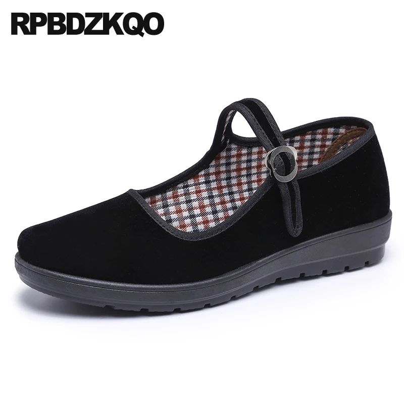 

chinese women 2019 comfortable cheap shoes china casual spring autumn black suede female elderly flats ladies round toe shallow