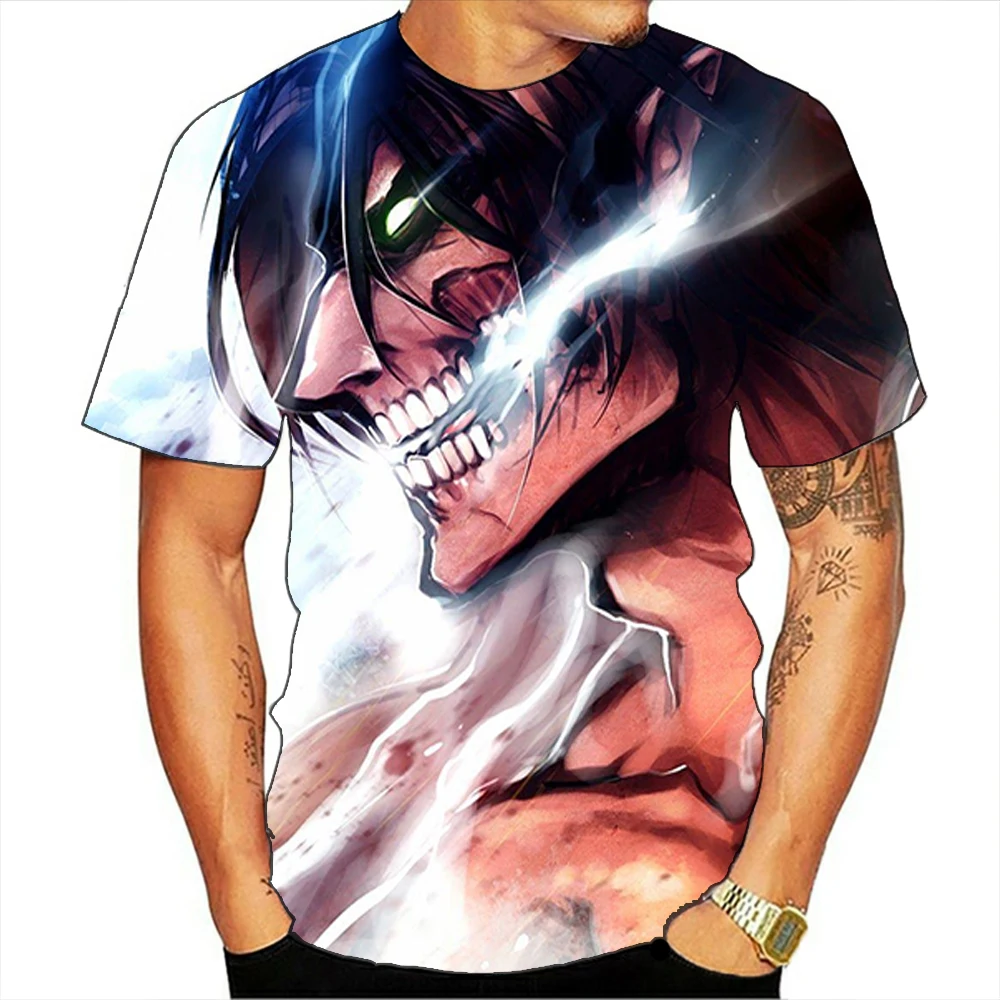 

Attack On Titan T-shirt Men Tee Shirt Polyester Anime Tshirt 3D Summer Male Clothing Japan Casual Comic Tops Survey Corps Tees