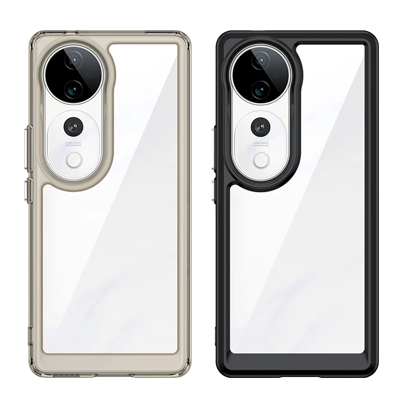 Чехол для VIVO V40 прозрачный жесткий чехол из ПК мягкий бампер ТПУ защита объектива