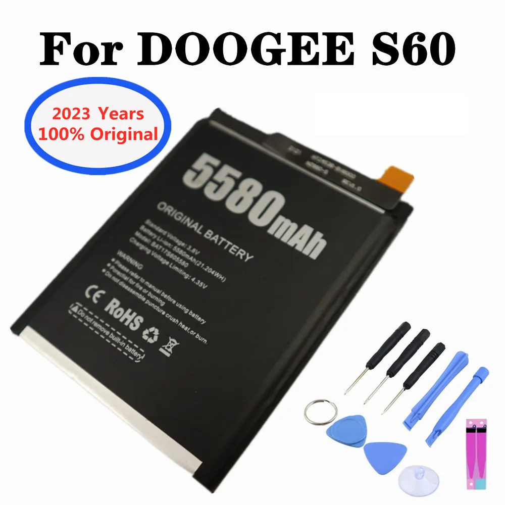 

2023 Years BAT17S605580 100% Original Battery For DOOGEE S60 5580mAh Mobile Phone Replacement batteries Bateria+Gift Tools