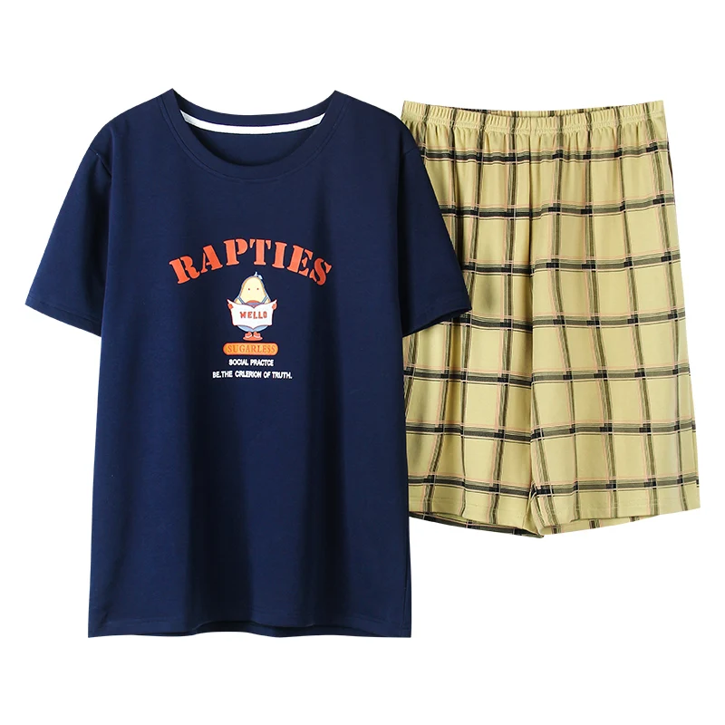 

Mens Cotten Pajamas Leisure Homewear Summer Shorts Pullover Plaid Shorts Cotton Sleep Wear Men Nightwear 3xl Fashion Man Pijamas
