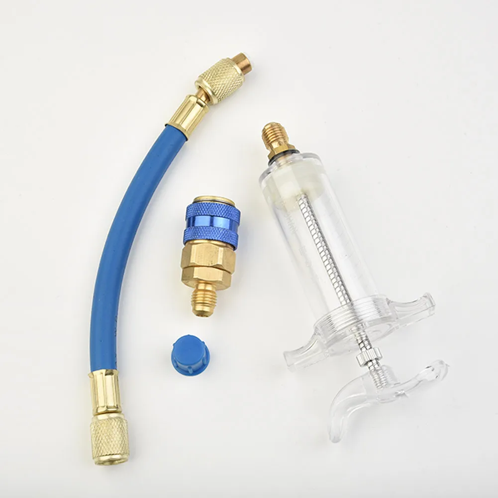 

Useful Sampler Injector 30ML Filler Adapter Fluid Tube Replace With Low Side Quick Coupler Oil/Dye 1/4 SAE X4T7