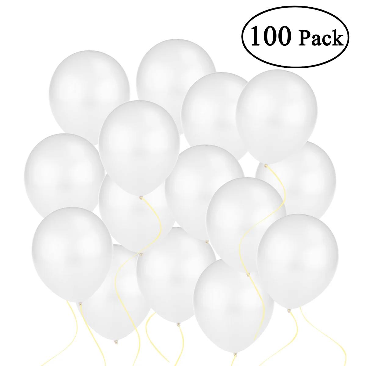 

NUOLUX 100pcs 12 Inch Bright Color Latex Metallic Balloons (White)
